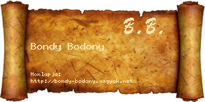 Bondy Bodony névjegykártya